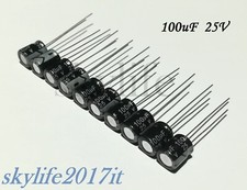 10 pz Condensatori elettrolitici 100uF 25V - 10 pezzi condensatore