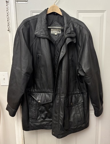 Giacca pelle nera - vintage, anni