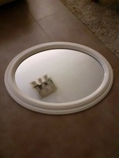 specchio ovale 80x60 cm colore bianco panna in legno vintage