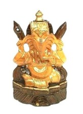  Statua Ganesha Legno Artigianato Etnico Hand Made Ganesh 