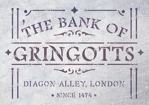Hogwarts gringott bank stencil - bank,