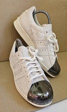 NUOVISSIME SCARPE DA GINNASTICA ADIDAS SUPERSTAR ANNI '80 PUNTA IN PELTRO IN METALLO TAGLIA UK 5 BEIGE RARE