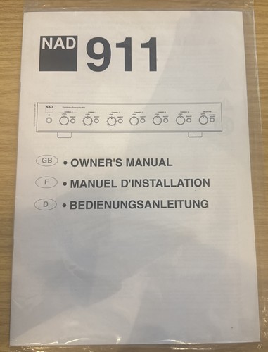 Nad 911 pre - pre-amplifier, owner's