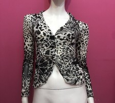 PAOLA FRANI Maglia bianca nera fantasia mesh Tg XS/S