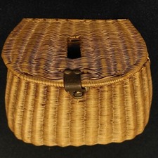 Cestino da pesca classico in vimini trota creel trama stretta e foro centrale