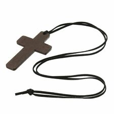 Collana Croce Rosario da uomo donna in legno girocollo con ciondolo crocifisso