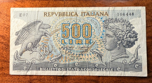 Italy 1966 500 lire banknote - italy,