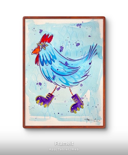 Dipinto blu pattino pollo