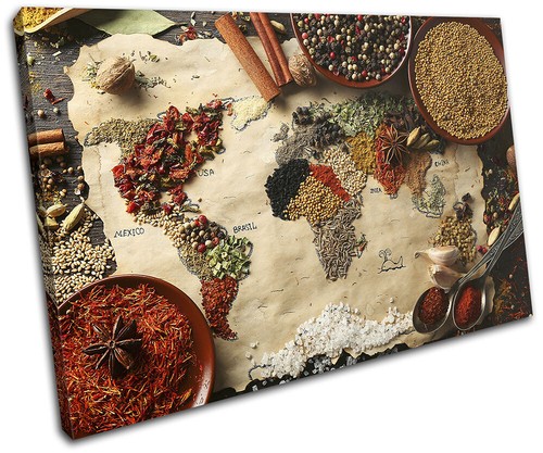Spices world map atlas - spices, food