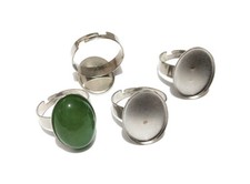 2pz base per anello regolabile 17mm (castone ovale 18x13mm) acciaio inox bijoux