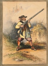 Uomo armato nel XVII secolo, 1849, Aq. Biedermeier Sconosciuto (XIX secolo)