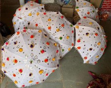 5 pz ombrello indiano bianco decorativo matrimonio vintage cotone donna sole Perasol  