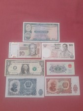 LOTTO DI SETTE BANCONOTE MONDIALI CIRCOLATE E FDS