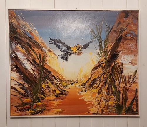 Olio cartone paesaggio - su,