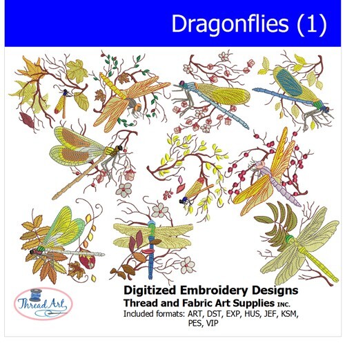 Set disegno ricamo - -, libellule