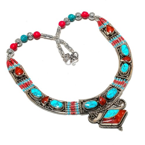 Collana corallo rosso - collana, turchese