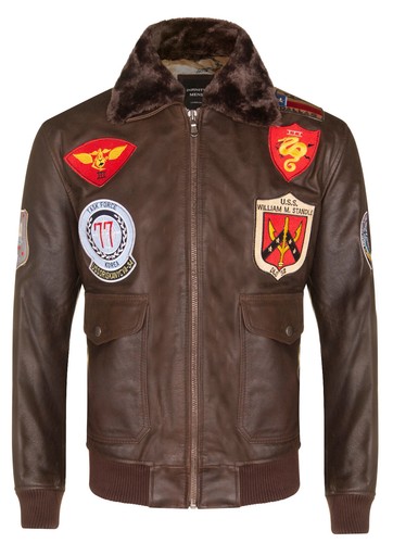 Uomo pelle marrone bomber - pelle,