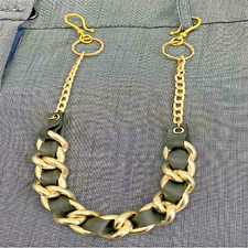 catena jeans da pantalone oro in pelle da donna portachiavi lunga 45 cm