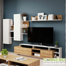 Mobili soggiorno DORA Gihome ® rovere bianco parete attrezzata porta tv moderna