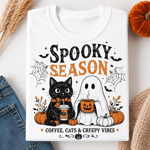 Maglietta spooky season gatto - season,