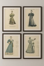 4 Antiche Stampe Tavole Figurini Moda Atelier Belle Époque Parigi 1893 