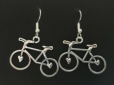Orecchini pendenti color argento, bicicletta, push bike, ciclismo