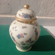 Antica Potiche Thomas Ivory Bavaria Porcellana Vaso Coperchio Fiori Oro Vintage 