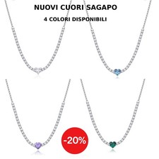 Collana Donna Acciaio Stile Tennis Cuore Zirconi Sagapo Dazzly SDZ147-150