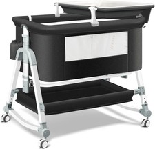 Comodino da viaggio 4 in 1 per bambini con materasso fasciatoio e contenitore nero