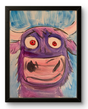 Quadro mucca viola astratto
