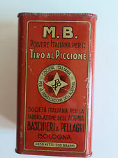 Vecchia non comune scatola di latta per polvere da sparo MB verso il 1930
