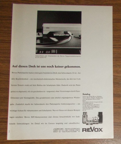 Rara pubblicità vintage revox - pubblicità,