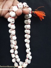 Collana Mala Teschio Osso Tibetano Buddista 55 Perline di Preghiera 13 mm Pre...