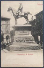 cartolina animata viaggiata primi '900 BOLOGNA Monumento a GARIBALDI Tresigallo