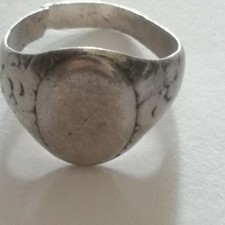 Antico anello in argento da uomo con sigillo ovale degli anni 50