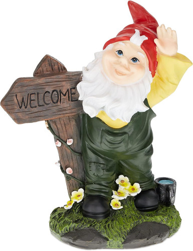Gnomo giardino con cartello - giardino,
