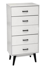 CASSETTIERA MODERNA SETTIMINO 5 CASSETTI DESIGN ROVERE LEGNO BIANCA h118*60*40cm