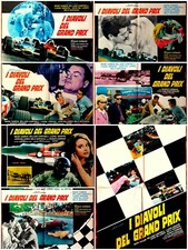 FOTOBUSTA SET COMPLETO MANIFESTO CINEMA POSTER I DIAVOLI DEL GRAND PRIX AUTO CAR