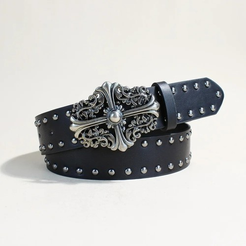 Chrome style y2k black - style, belt
