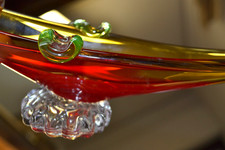 Posacenere Portacenere in vetro di Murano Gondola Vintage anni 70 Ambra Rosso