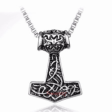 Collana unisex con pendente MARTELLO di THOR dio vichingo rune Mjöllnir Hammer