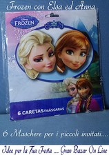 FROZEN 6 MASCHERE PERSONAGGI FESTA COMPLEANNO PARTY BUFFET GADGETS