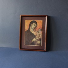 Icona sacra in cornice di legno con stampa della Madonna, Duccio Di Buoninsegna