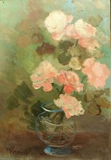 Dipinto Originale Natura Morta Fiori Rose Guido Guidi cm. 35 x 50