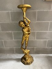 Antico colonna in legno dorato intagliato in stile putti