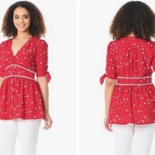 Top peplo stampa ciliegia