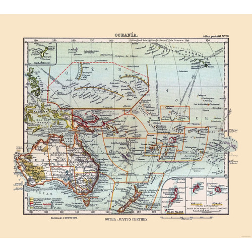 Mappa storica oceania - storica,