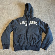 Abercrombie & Fitch Wolf Jaw Jacket uomo grande blu felpa con cappuccio vintage Y2K full zip
