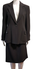 GIORGIO ARMANI Tailleur Gonna Giacca Donna Vintage Seta Grigio Taglia 44 Usato