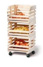 PORTA FRUTTA FRUITS CON RUOTE E CASSETTE AMOBIVILI 37x30x80H PINO MASSELLO NATUR